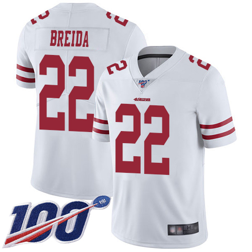 San Francisco 49ers Limited White Men Matt Breida Road NFL Jersey 22 100th Season Vapor Untouchable